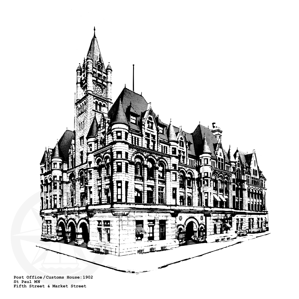 Landmark Center in St Paul MN custom illustration