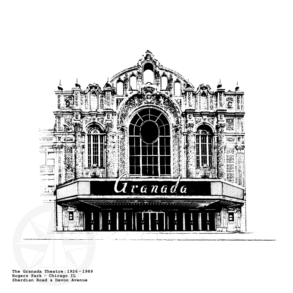 Grenada Theatre Lost Chicago Movie Palace Illustration by citartprints.com