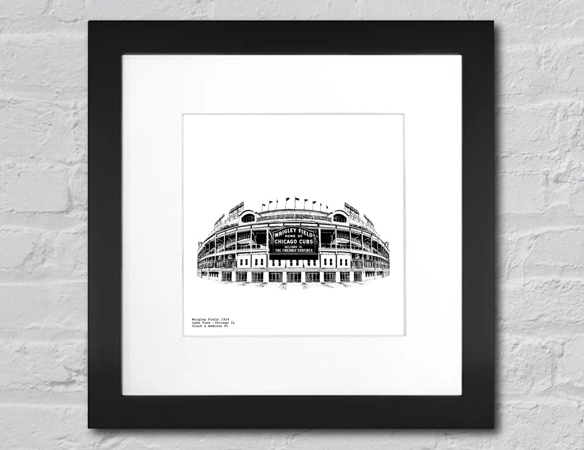 Wrigley Field Marquee Artwork Illustration by cityartprints.com