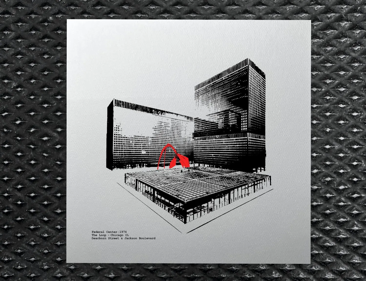 Federal Center illustration in the loop, Chicago IL