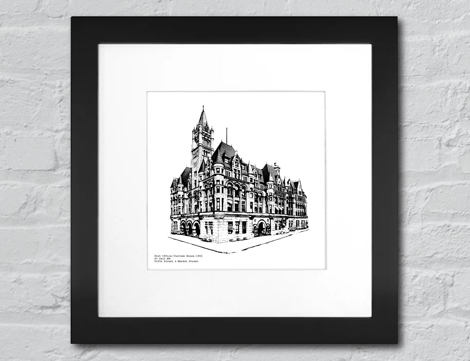 Landmark Center in St Paul MN custom illustration