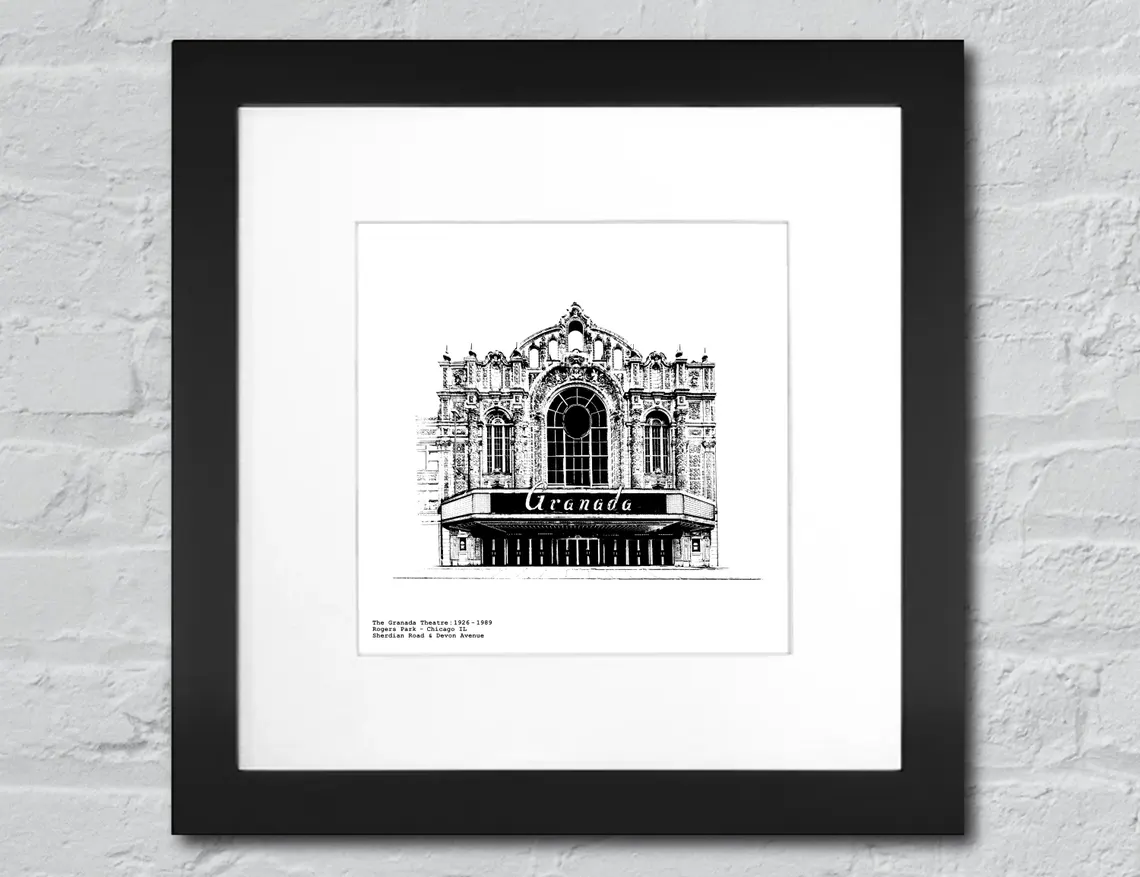 Grenada Theatre Lost Chicago Movie Palace Illustration by citartprints.com