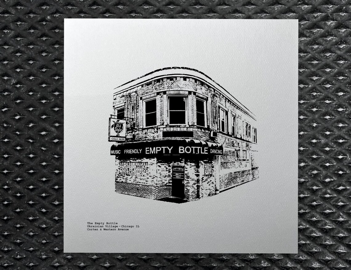 The Empty Bottle Chicago Graphic Wall Art Print in the Ukrainian Village on the west side of Chicago by cityartprints.com
