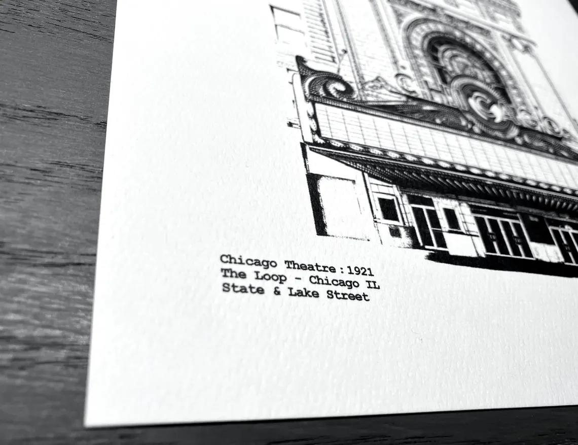 Chicago Theatre - The Loop - Iconic Marquee Theatre Graphic Art Print by cityartprints.com