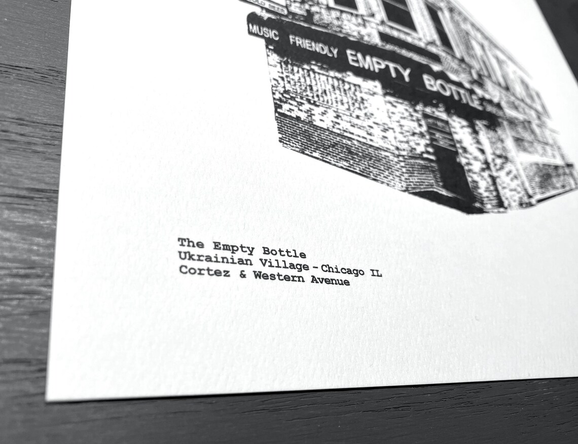 The Empty Bottle Chicago Graphic Wall Art Print in the Ukrainian Village on the west side of Chicago by cityartprints.com