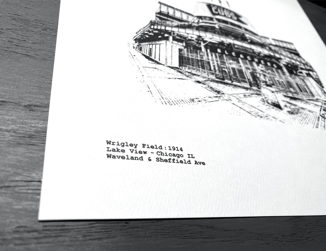 Wrigley Field Bleachers and Scoreboard Artwork Illustration cubs fan gift by cityartprints.com