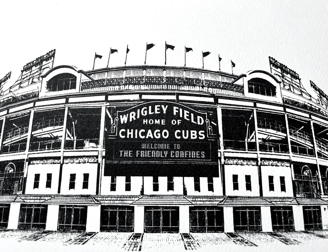 Wrigley Field Marquee Artwork Illustration by cityartprints.com