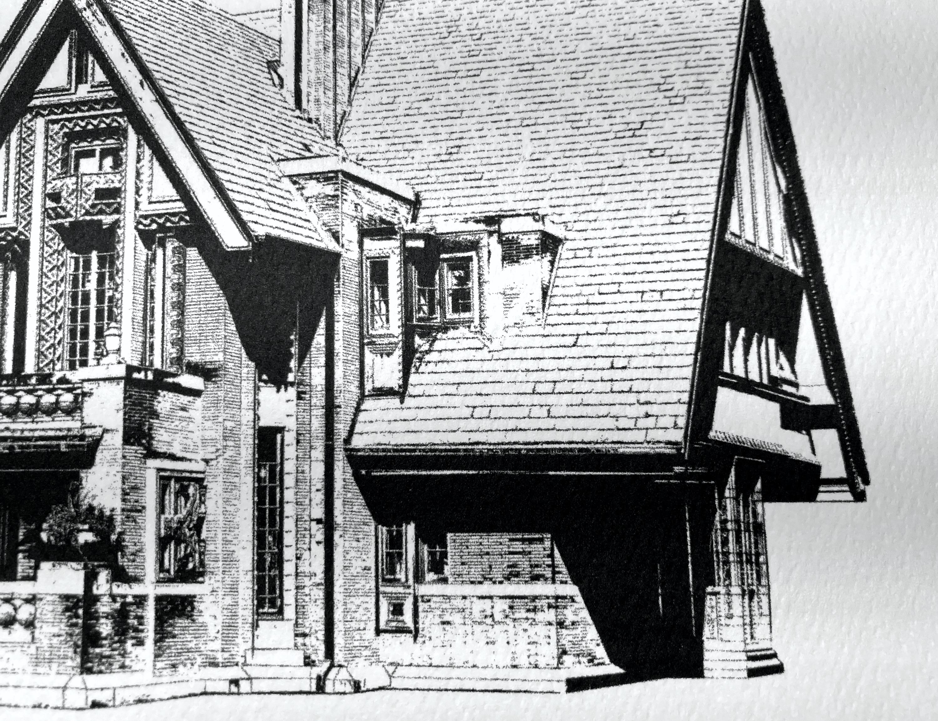 Moore House Oak Park IL custom illustration by cityartprints.com