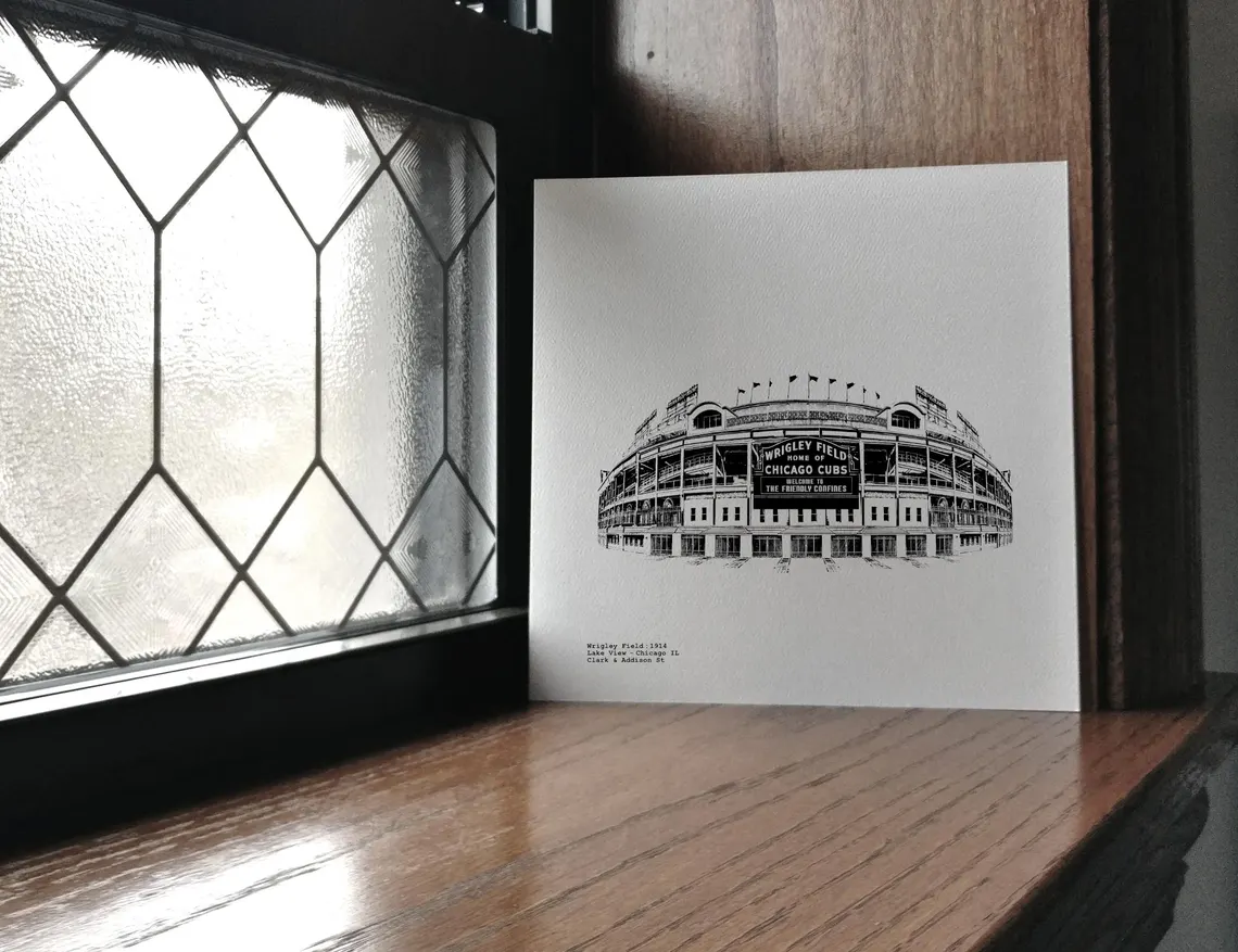 Wrigley Field Marquee Artwork Illustration by cityartprints.com