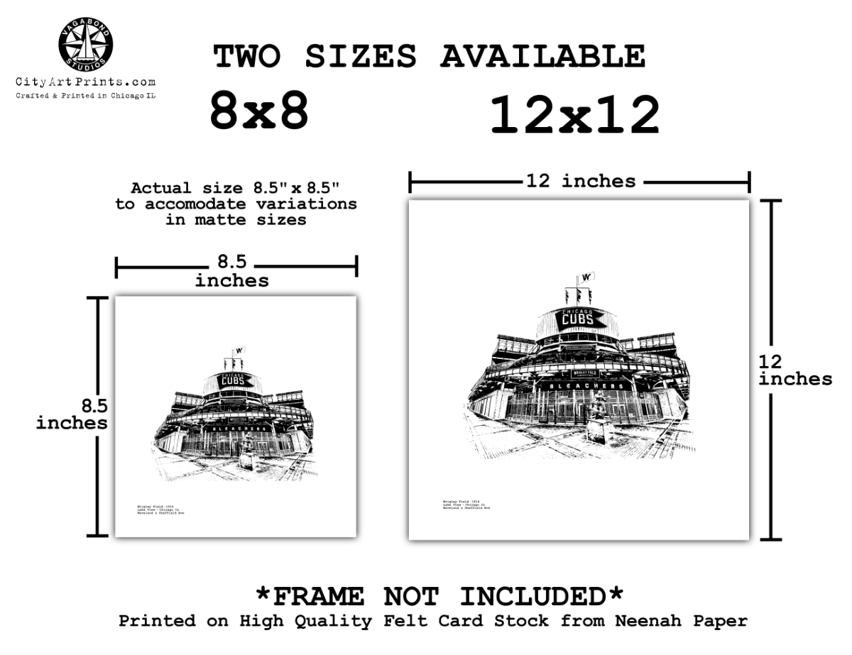 Wrigley Field Bleachers and Scoreboard Artwork Illustration cubs fan gift by cityartprints.com