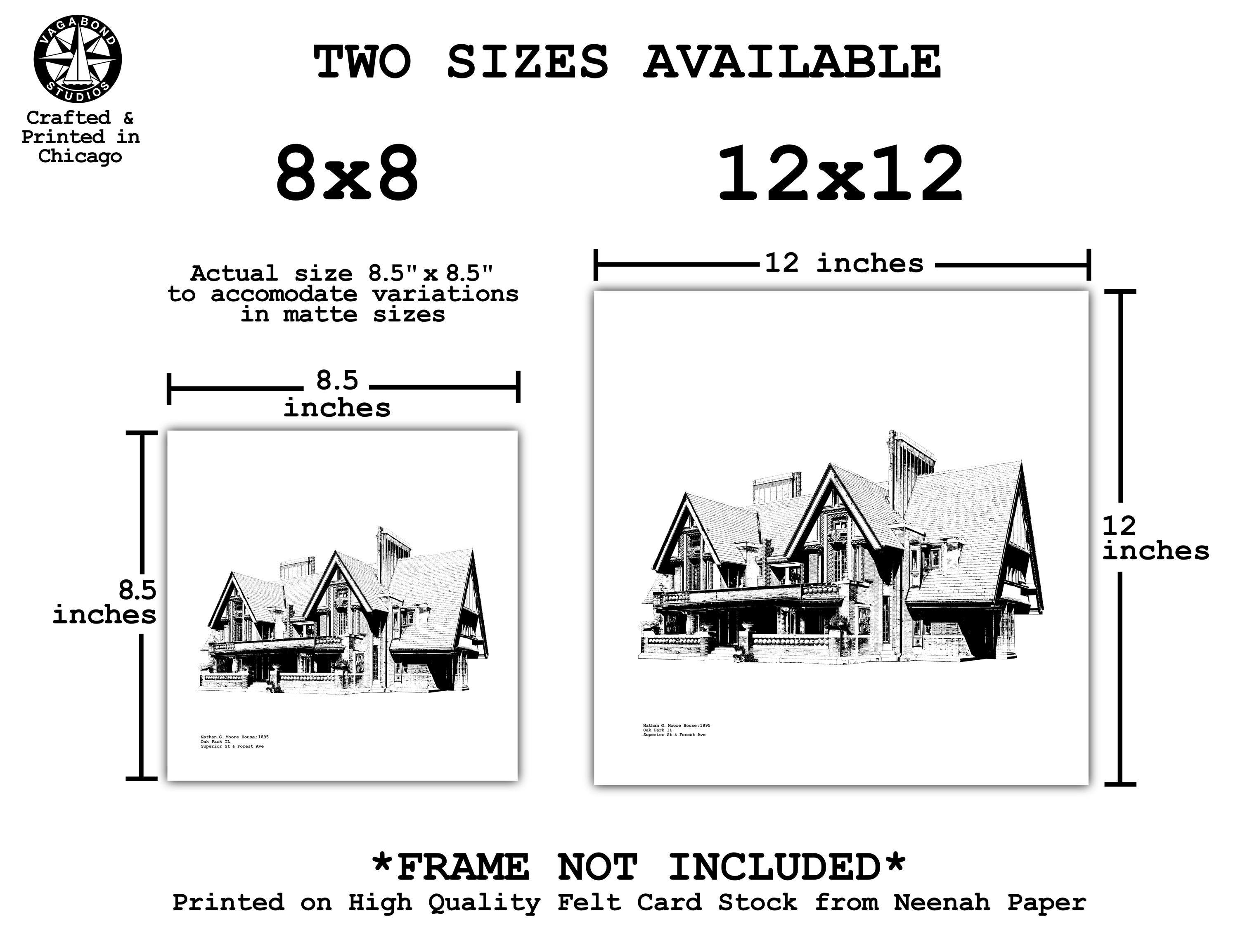 Moore House Oak Park IL custom illustration by cityartprints.com