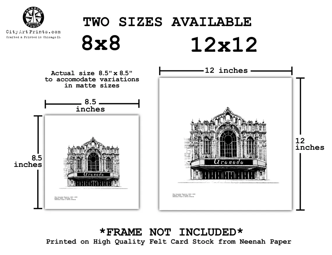 Grenada Theatre Lost Chicago Movie Palace Illustration by citartprints.com