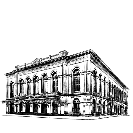 American Academy of Music Architecture illustration on the historic Opera House in Philadelphia's center city