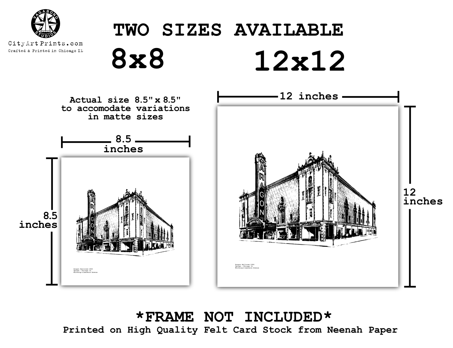 The Aragon Ballroom in Uptown Chicago Graphic Art Print Illustration by cityartprints.com