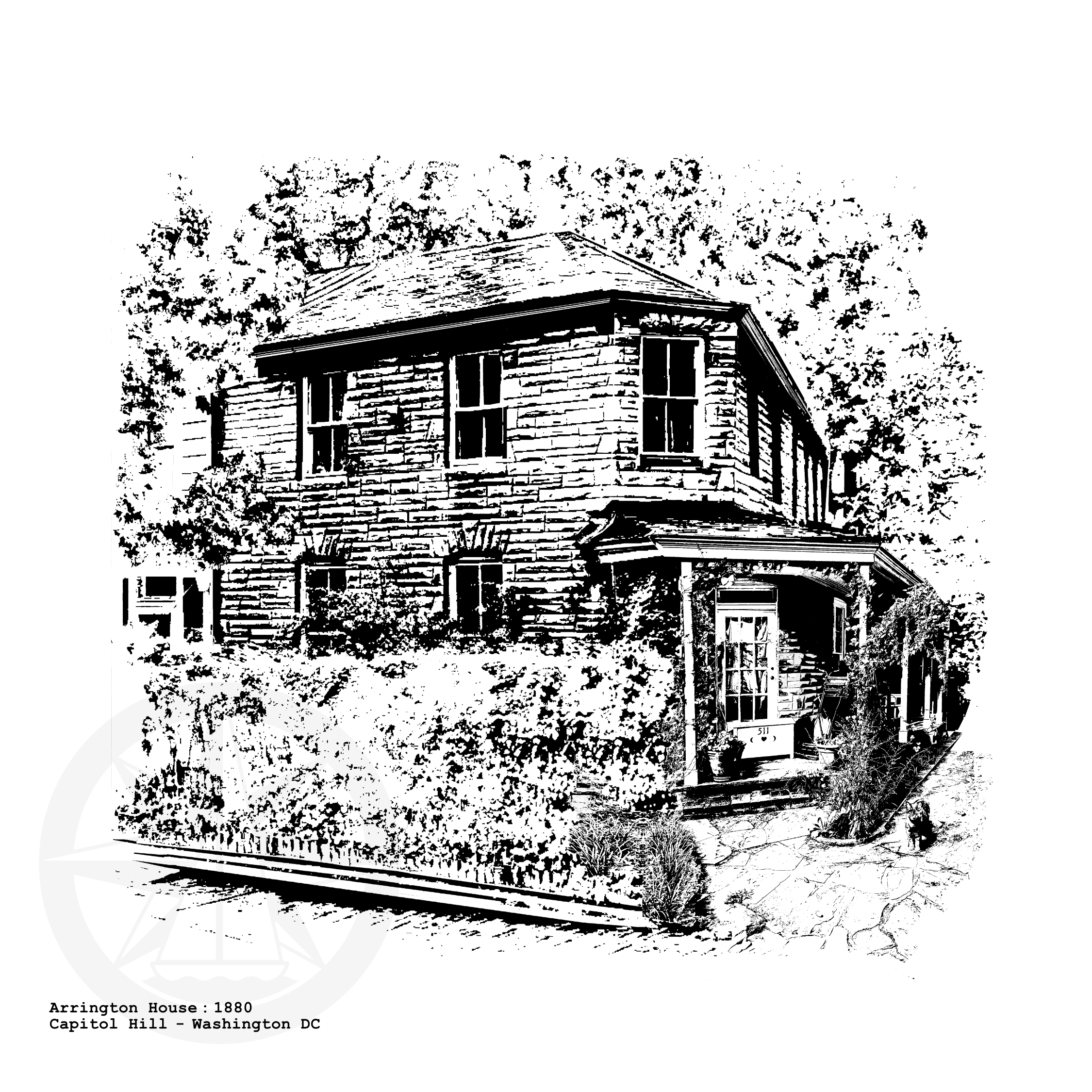 Arrington House - Washington D.C. custom illustration by cityartprints.com