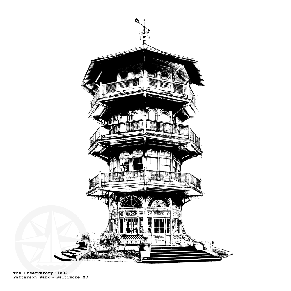 The Pagoda / Patterson Park Observatory Graphic illustration by cityartprints.com