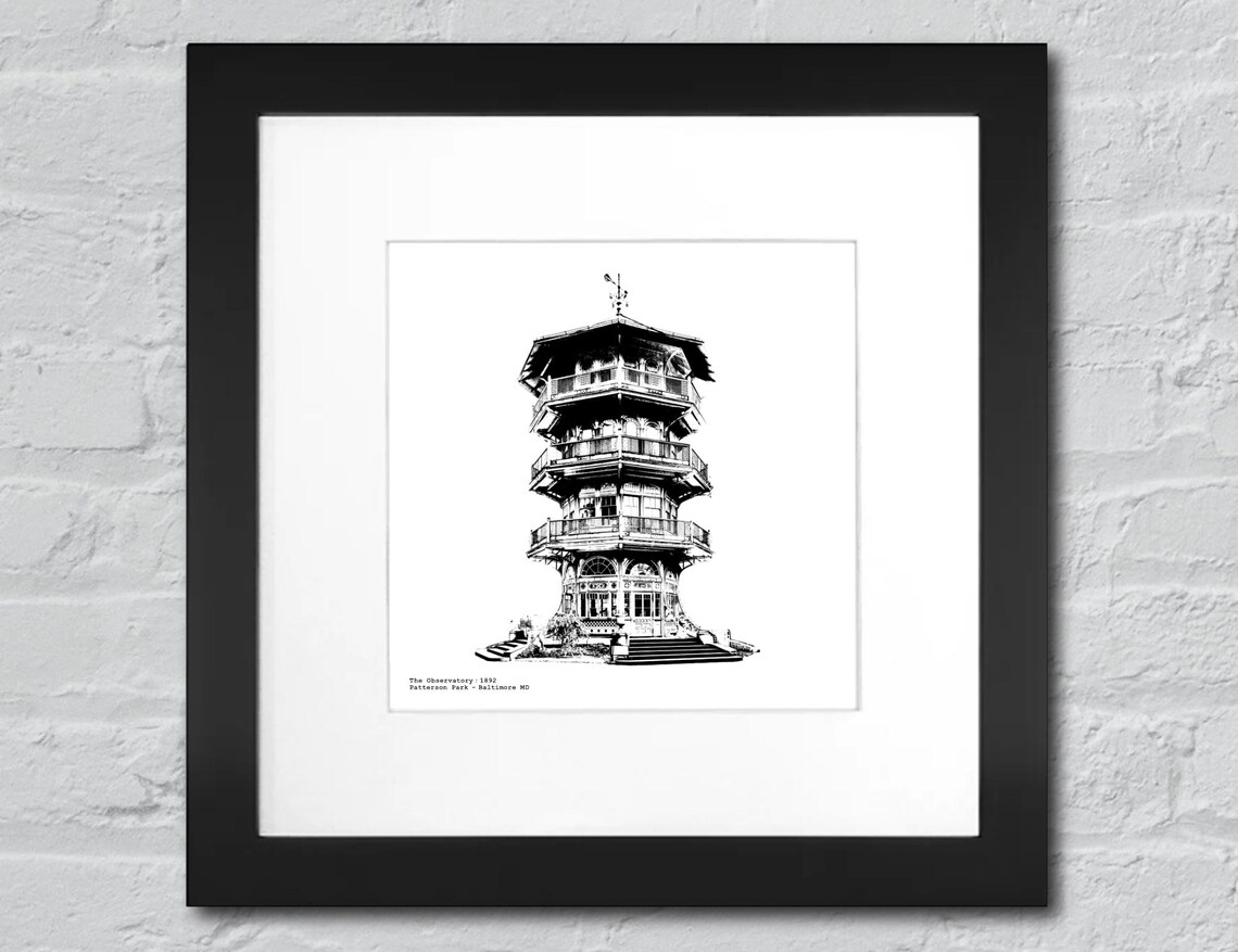 The Pagoda / Patterson Park Observatory Graphic illustration by cityartprints.com