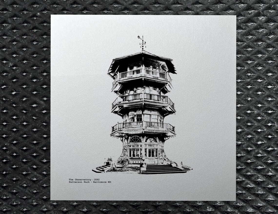 The Pagoda / Patterson Park Observatory Graphic illustration by cityartprints.com