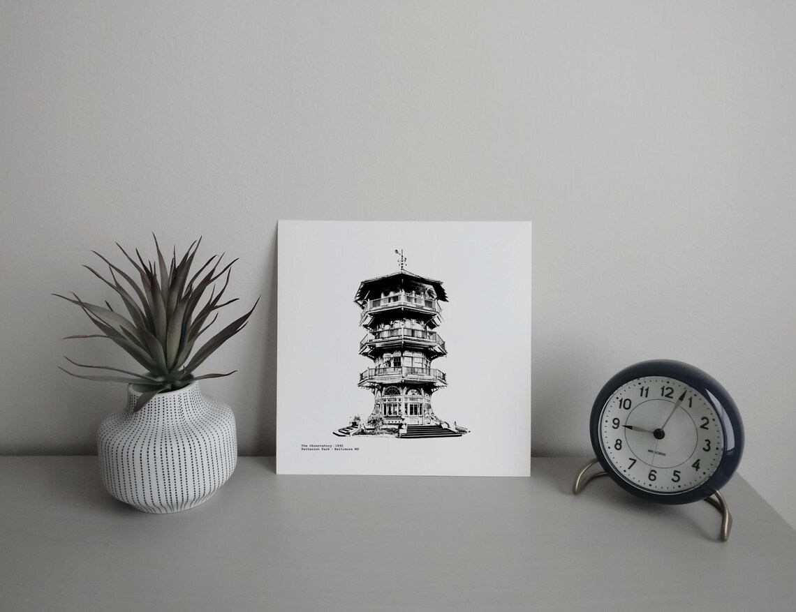 The Pagoda / Patterson Park Observatory Graphic illustration by cityartprints.com