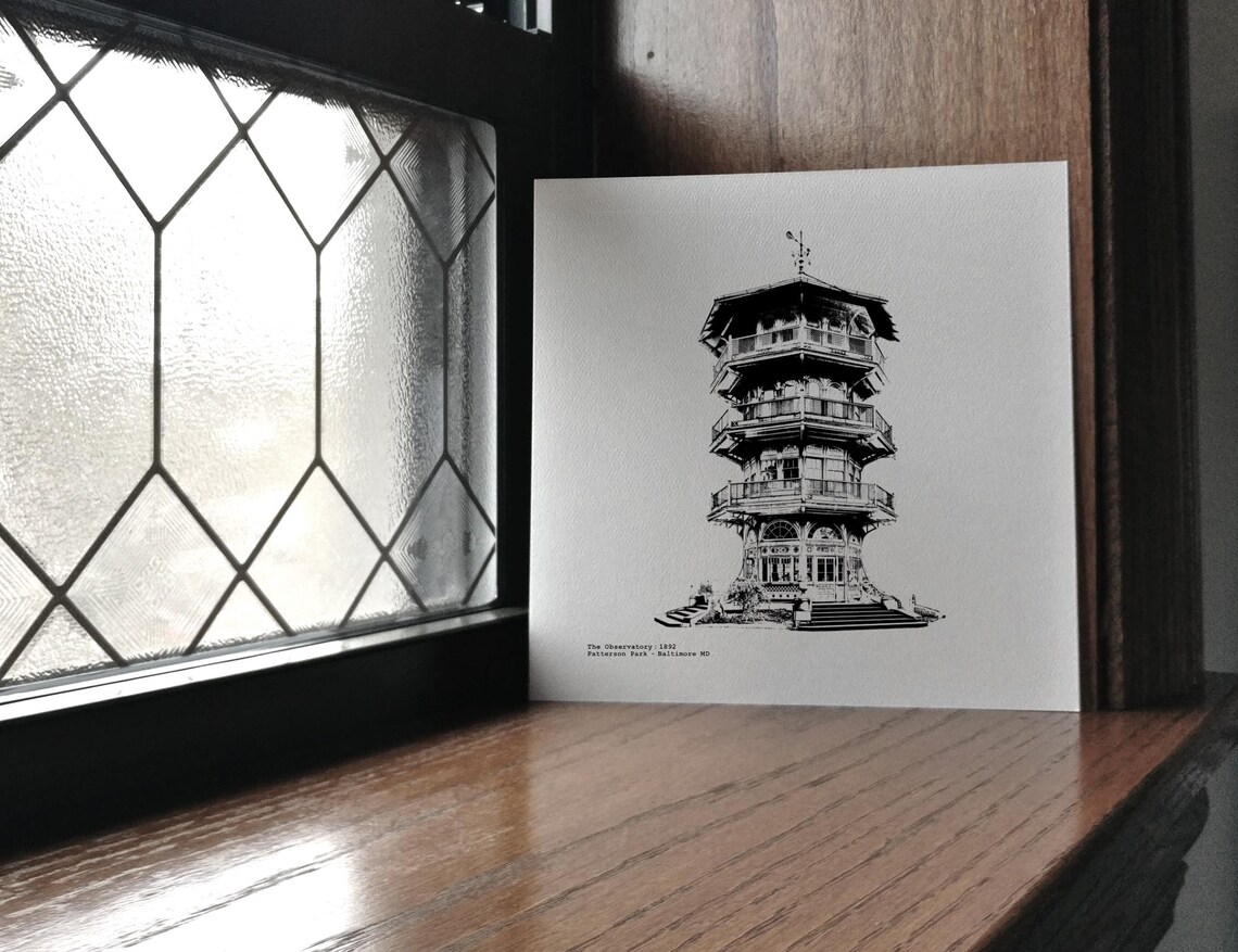 The Pagoda / Patterson Park Observatory Graphic illustration by cityartprints.com