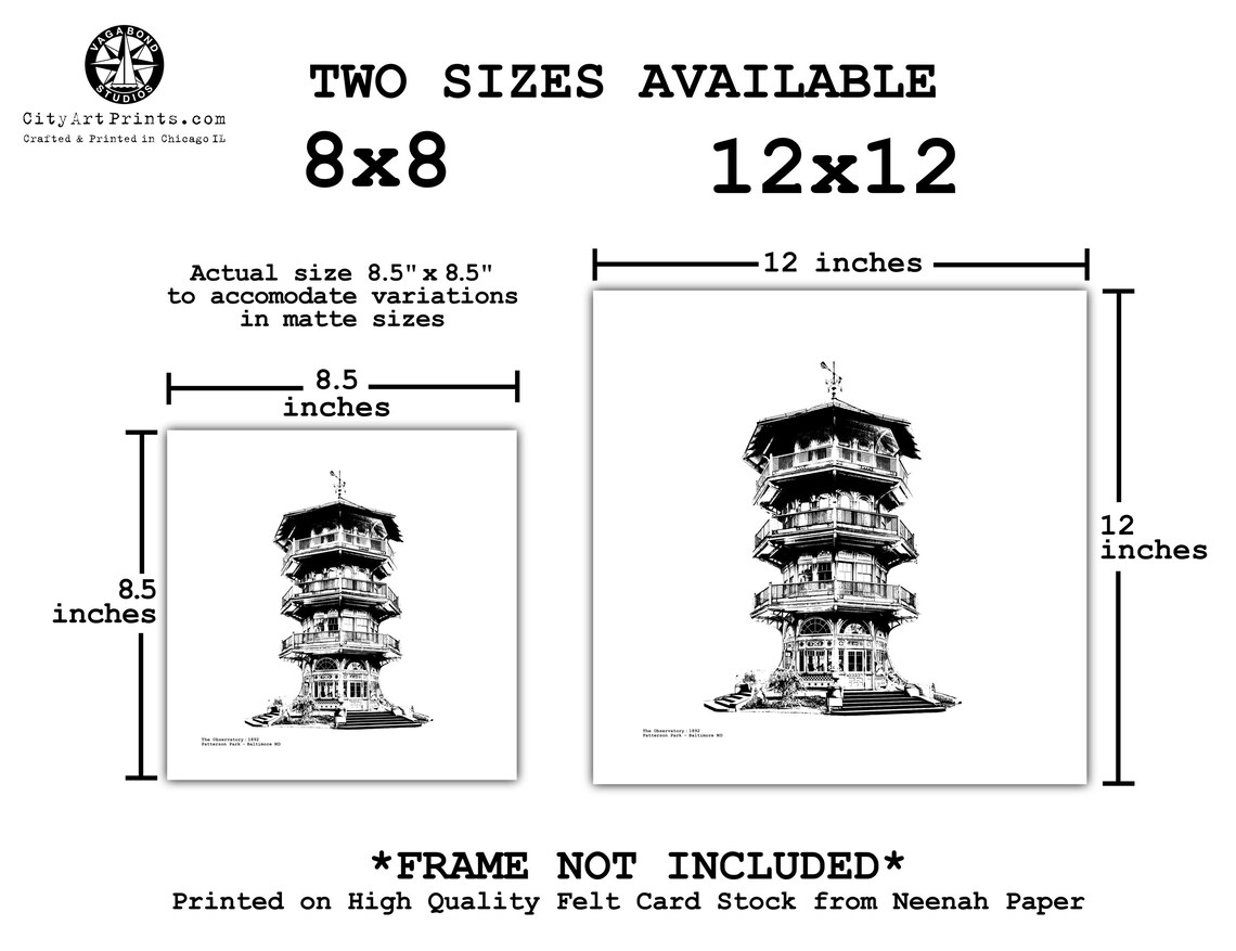 The Pagoda / Patterson Park Observatory Graphic illustration by cityartprints.com