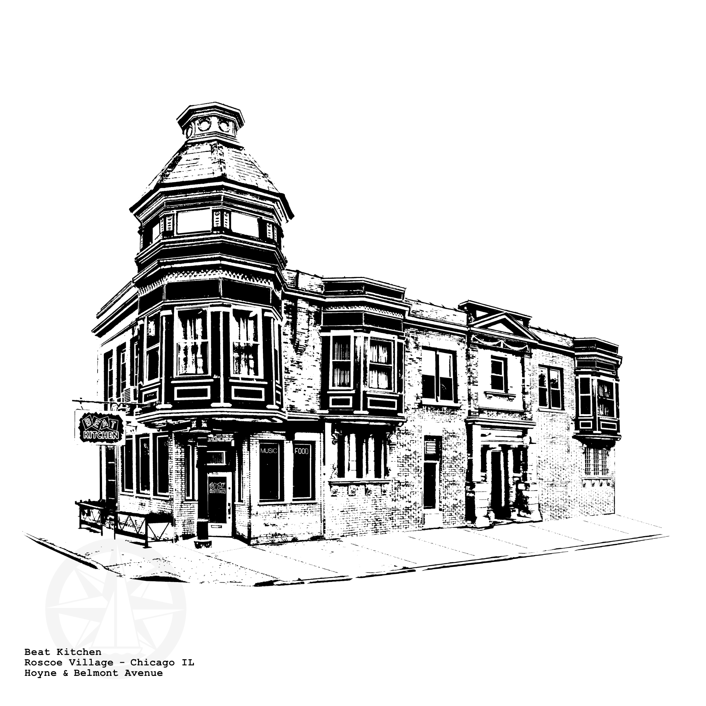 Beat Kitchen Roscoe Village Art Print / Illustration by cityartprints.com