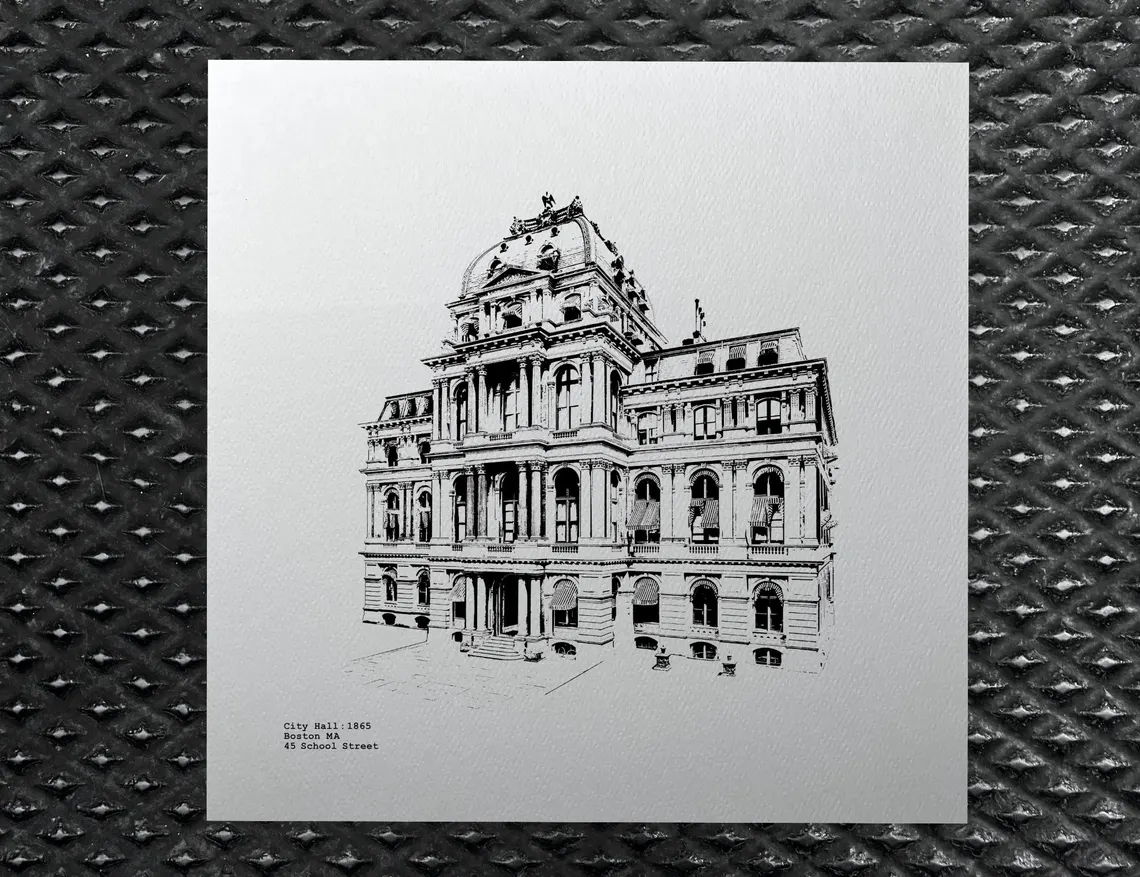Old City Hall - Boston Massachusetts illustration by cityartprints.com