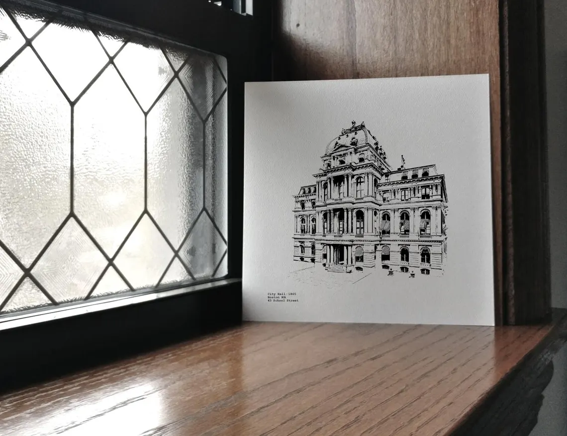 Old City Hall - Boston Massachusetts illustration by cityartprints.com