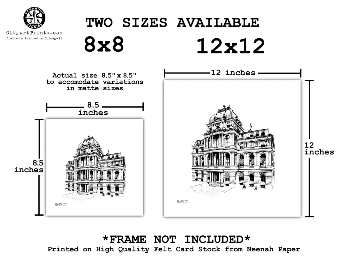 Old City Hall - Boston Massachusetts illustration by cityartprints.com