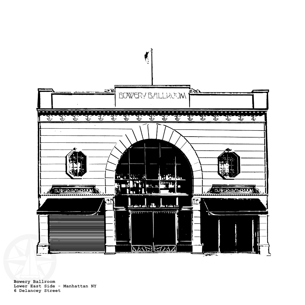 Bowery Ballroom Concert Hall Art Print illustration CityArtPrints.com