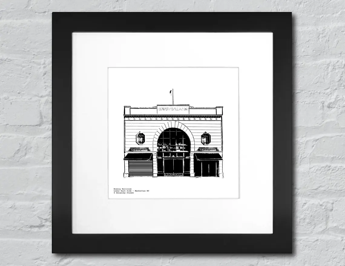 Bowery Ballroom Concert Hall Art Print illustration CityArtPrints.com