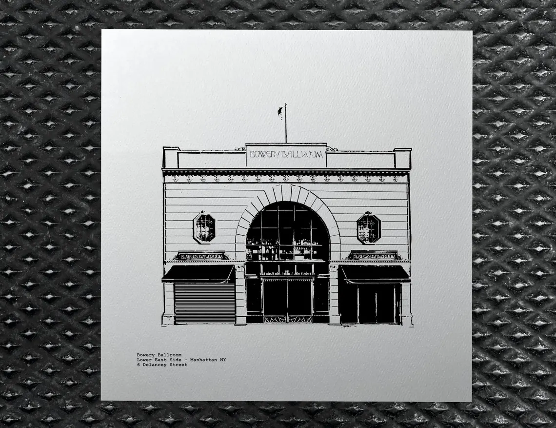 Bowery Ballroom Concert Hall Art Print illustration CityArtPrints.com