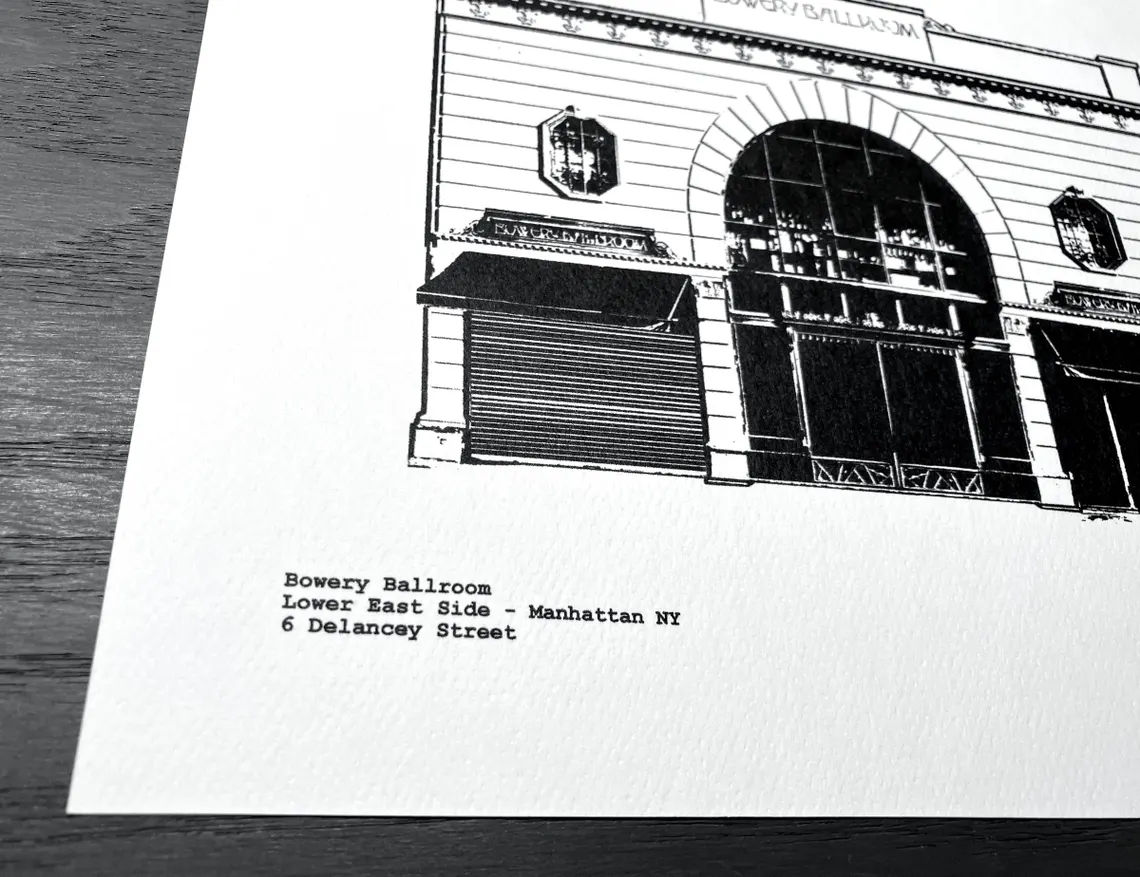 Bowery Ballroom Concert Hall Art Print illustration CityArtPrints.com