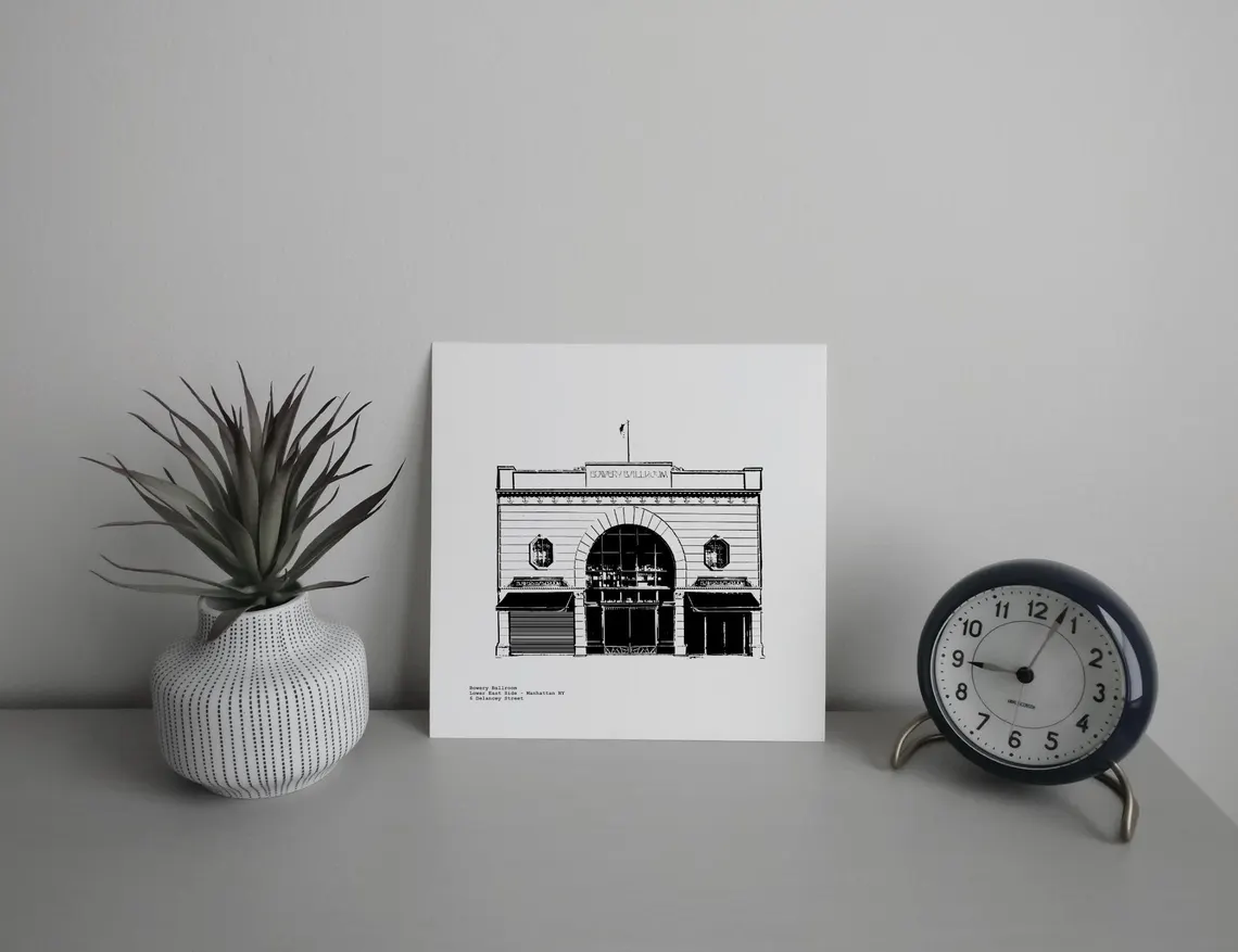 Bowery Ballroom Concert Hall Art Print illustration CityArtPrints.com