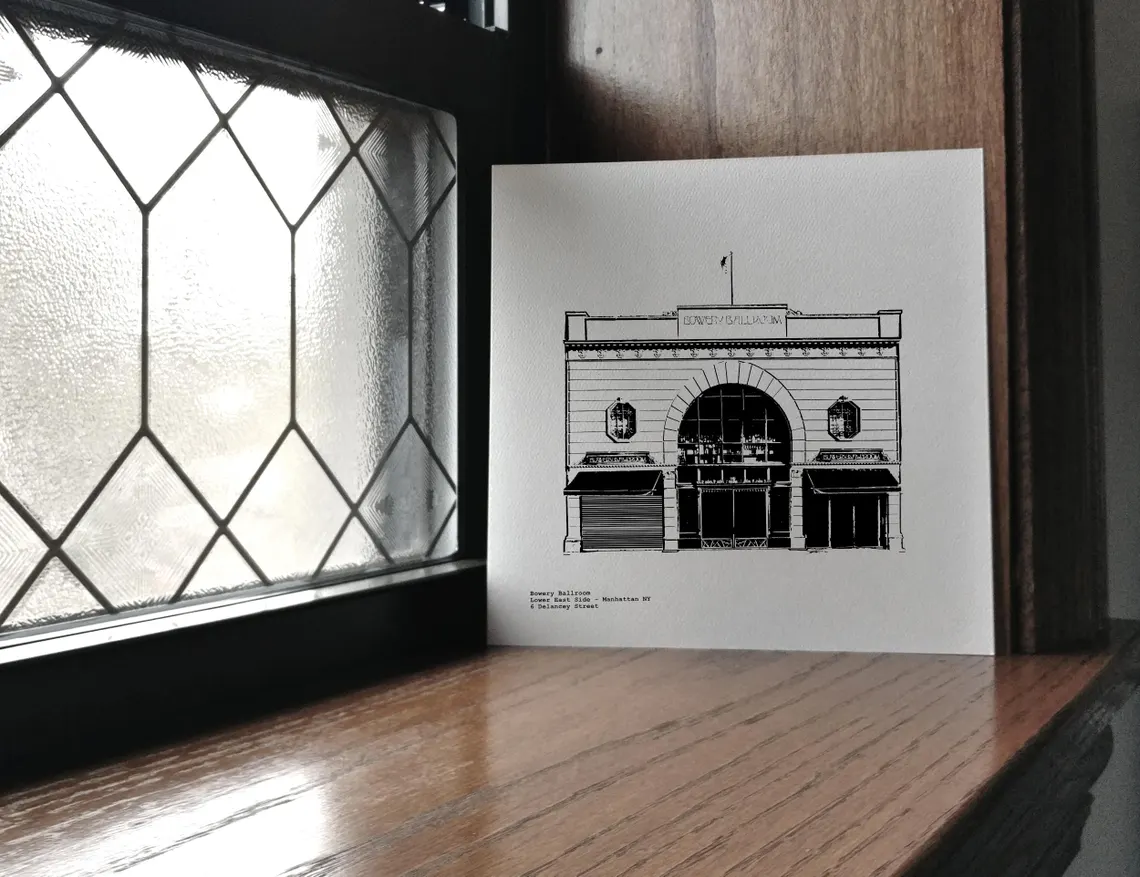 Bowery Ballroom Concert Hall Art Print illustration CityArtPrints.com