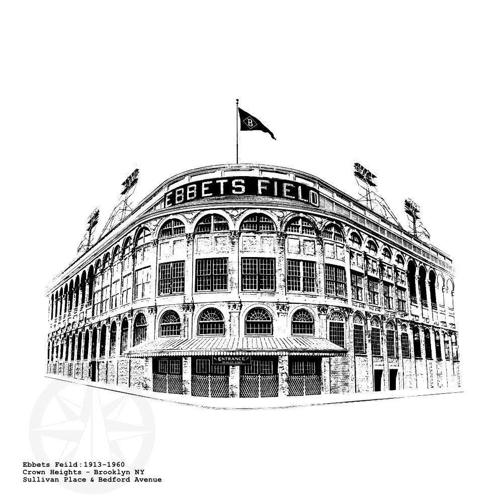 Ebbets Field Brooklyn Dodgers Lost Brooklyn Stadium Entrance illustration by cityartprints.com