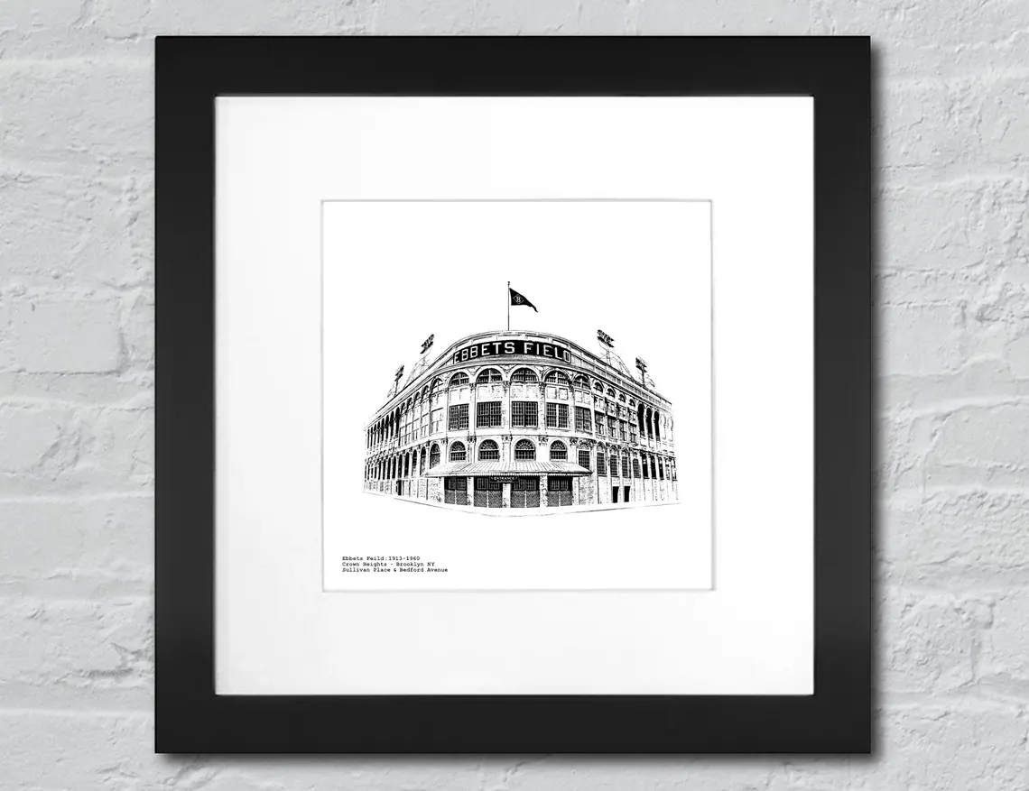 Ebbets Field Brooklyn Dodgers Lost Brooklyn Stadium Entrance illustration by cityartprints.com