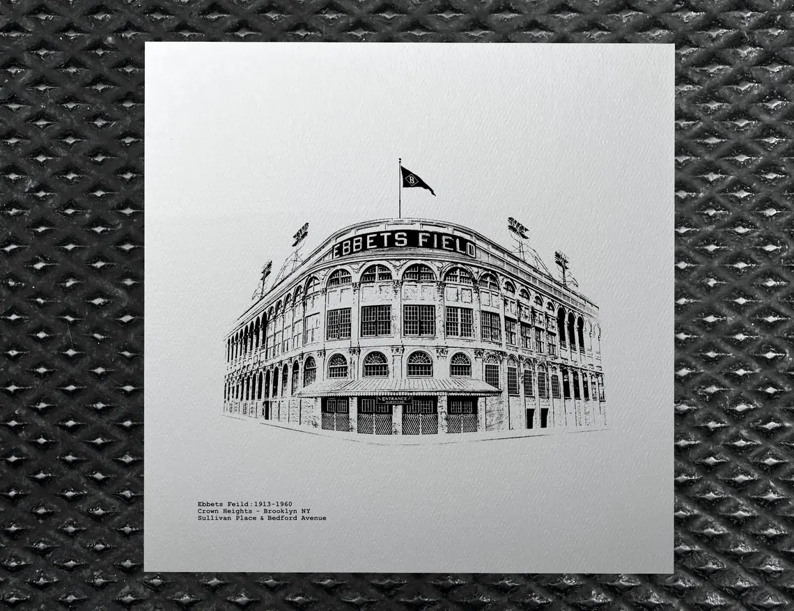 Ebbets Field Brooklyn Dodgers Lost Brooklyn Stadium Entrance illustration by cityartprints.com