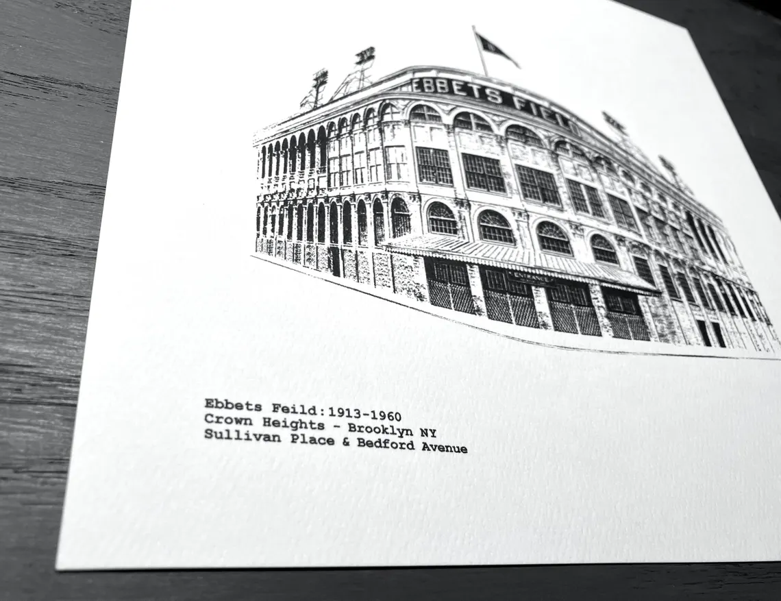 Ebbets Field Brooklyn Dodgers Lost Brooklyn Stadium Entrance illustration by cityartprints.com