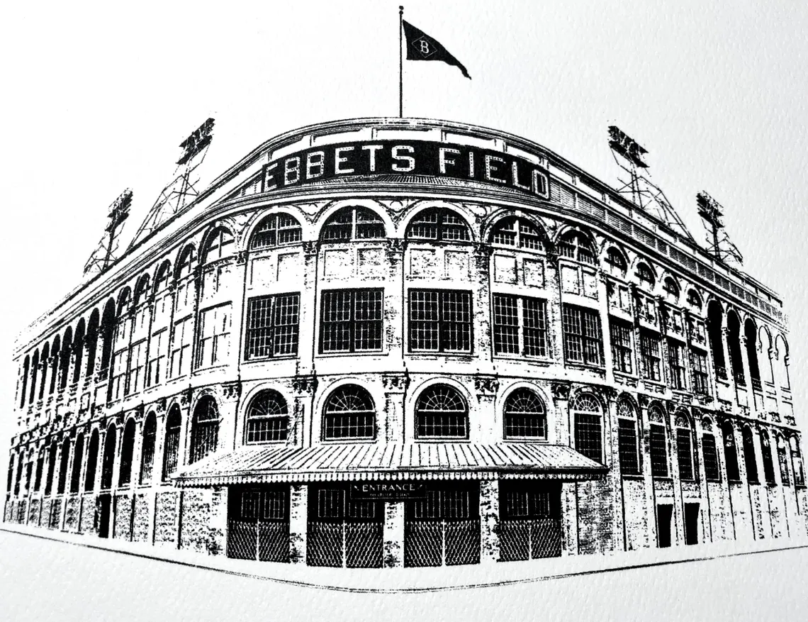 Ebbets Field Brooklyn Dodgers Lost Brooklyn Stadium Entrance illustration by cityartprints.com