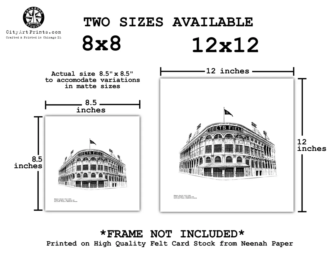 Ebbets Field Brooklyn Dodgers Lost Brooklyn Stadium Entrance illustration by cityartprints.com