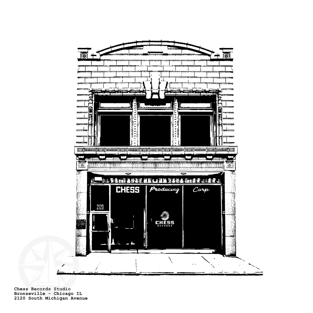 Chess Records Studio 2120 South Michigan Avenue Bronzeville Chicago Rock History illustration by cityartprints.com