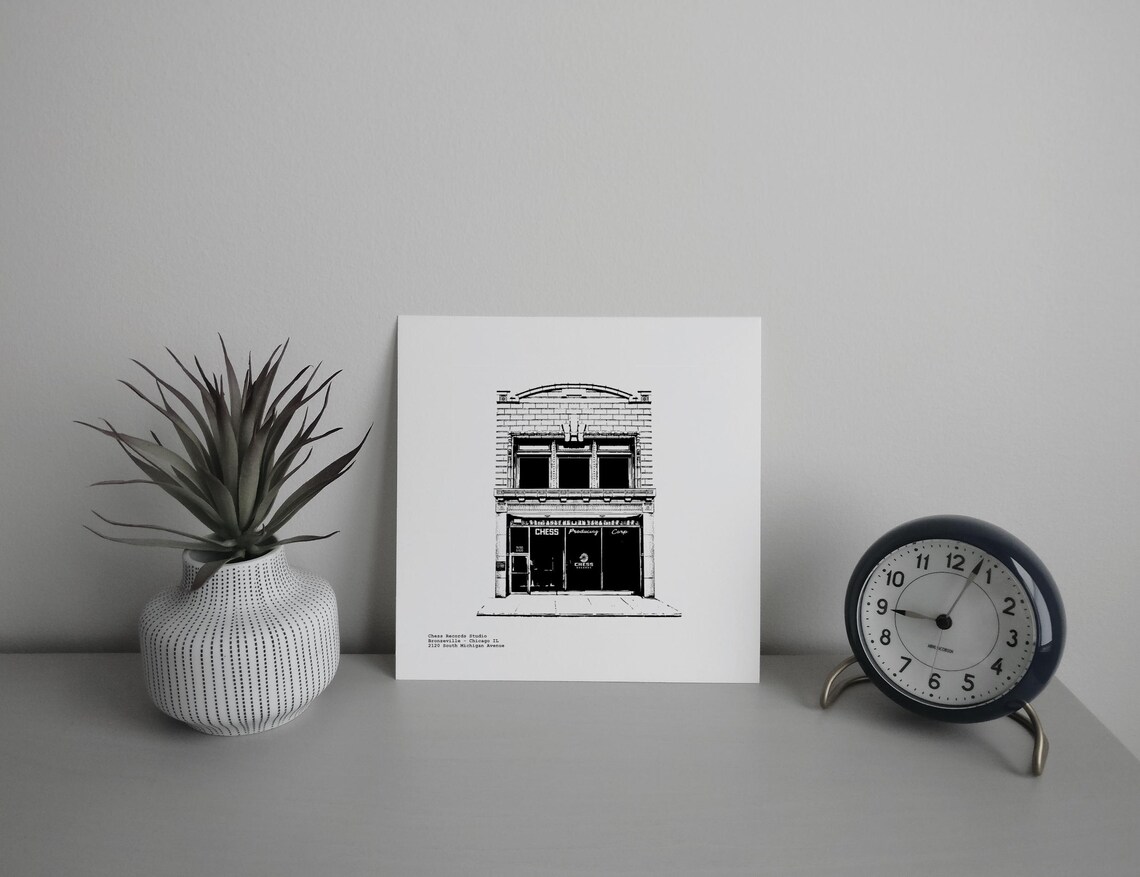 Chess Records Studio 2120 South Michigan Avenue Bronzeville Chicago Rock History illustration by cityartprints.com