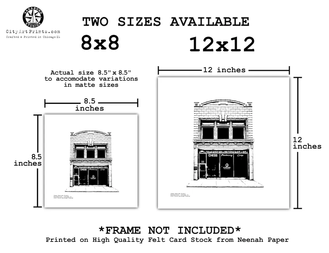 Chess Records Studio 2120 South Michigan Avenue Bronzeville Chicago Rock History illustration by cityartprints.com