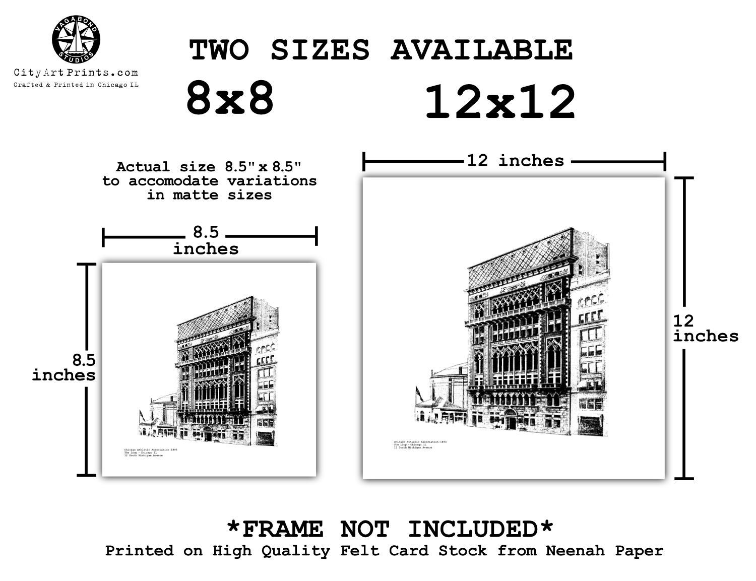 Chicago Athletic Association in the Loop Chicago illustration artwork by cityartprints.com