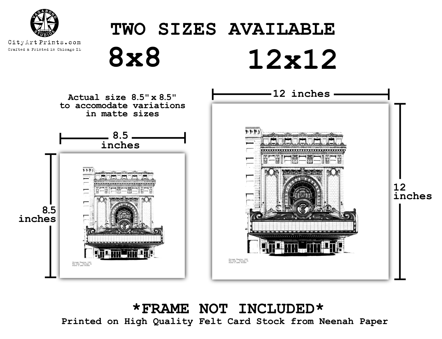 Chicago Theatre - The Loop - Iconic Marquee Theatre Graphic Art Print by cityartprints.com