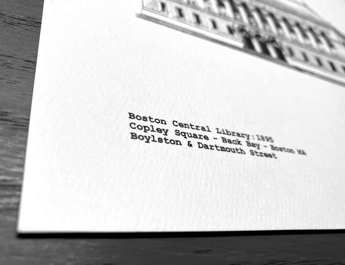 Boston Central Library - Copley Square - Back Bay Boston - illustration by cityartprints.com