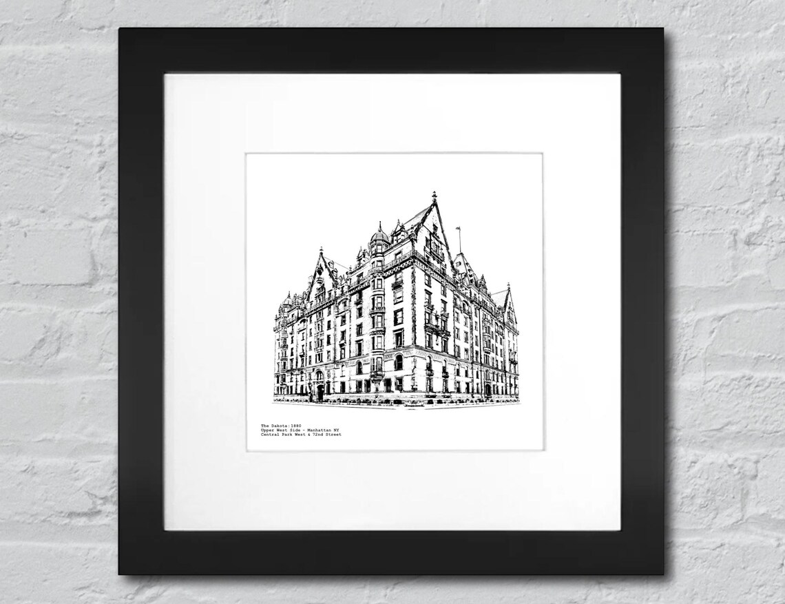 The Dakota Apartments illustration of Central Park West -Upper West Side by- CityArtPrints.com