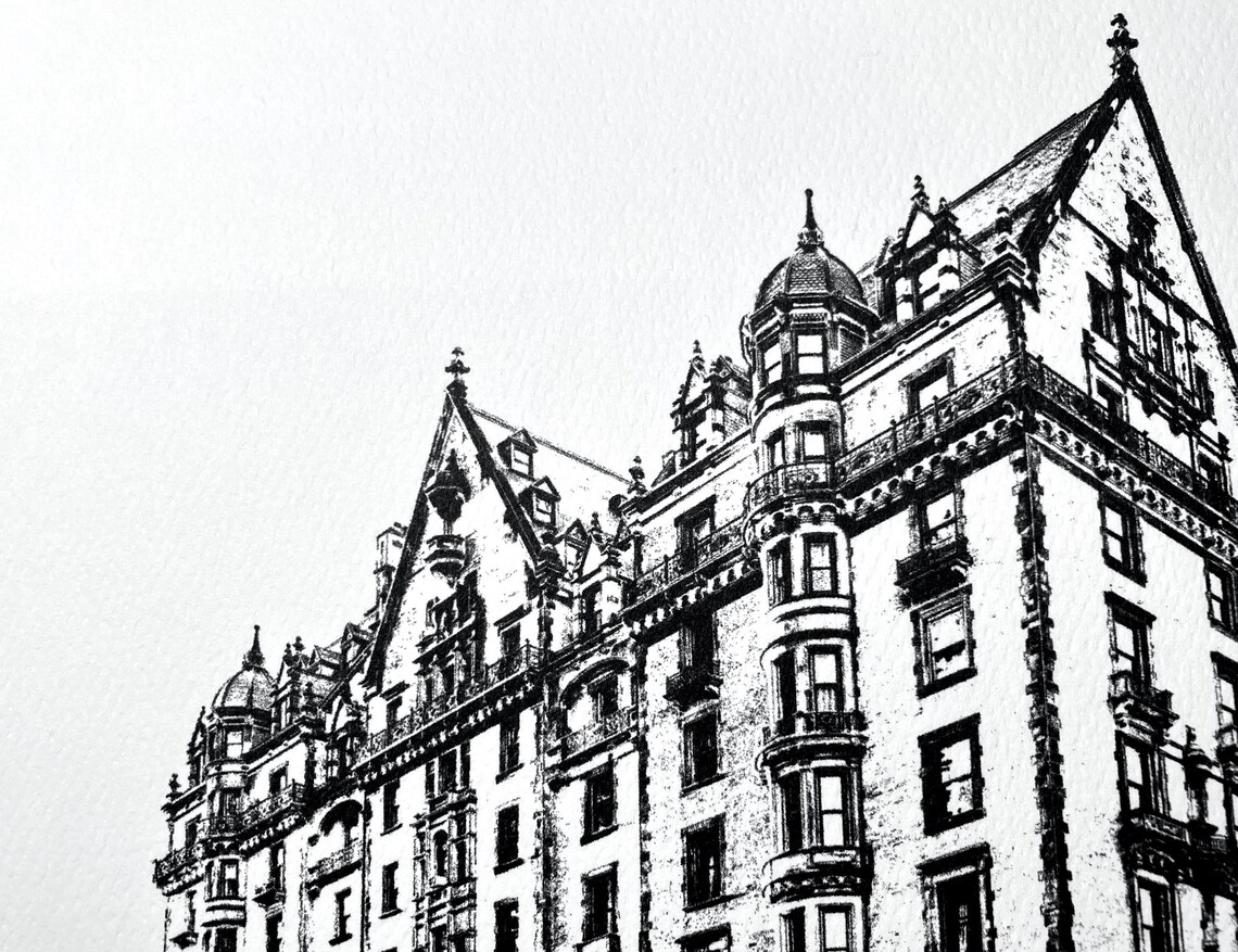 The Dakota Apartments illustration of Central Park West -Upper West Side by- CityArtPrints.com