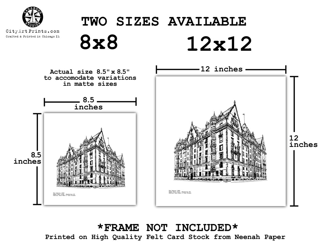 The Dakota Apartments illustration of Central Park West -Upper West Side by- CityArtPrints.com